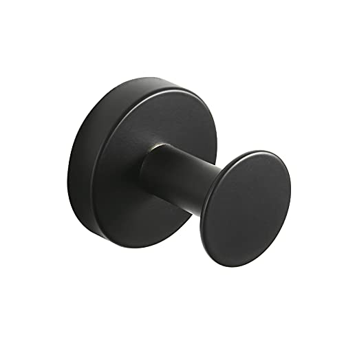 WOMAO Ganchos para Toallas Redondos Negros, Ganchos para la construcción de Acero Inoxidable, montados en la Pared para baño Ducha Cocina Estilo Americano Mate Inoxidable Cover