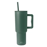 Simple Modern 40 oz Trek Tumbler with Handle and Straw Lid | Cup Holder Friendly Insulated Stainless Steel Travel Mug | Forest