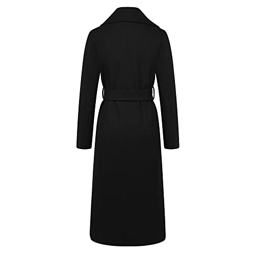 CHARTOU Women's Elegant Lapel Collar Double Breasted Regular Wool Blend Overcoat Coat Belt2