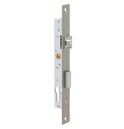 METALUX série 7/28 - Serrure à encastrer 1 point pêne dormant et 1/2 tour Réversible Sans Gâche Têtière Inox Coffre 28mm x 180mm Main droite pour porte...