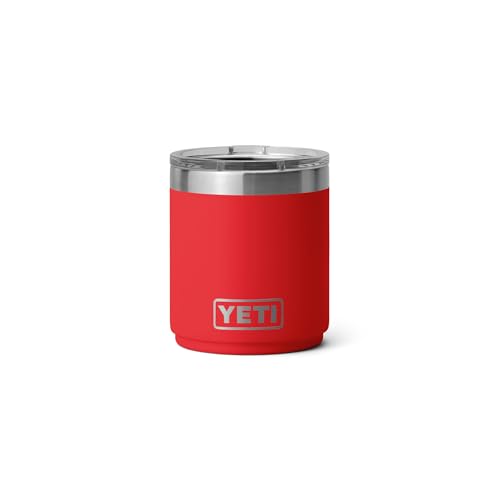 YETI Rambler 10 oz Ceramic Lined Lowball 2.0, Vacuum Insulated with MagSlider Lid, Rescue Red