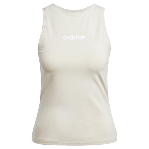 adidas Donna Essentials Linear Slim Cotton Tank, Wonder Alumina/White, L