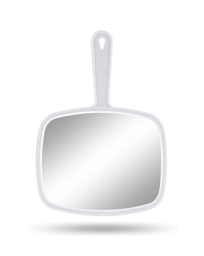 Gladmart Hand Mirror Salon Barber Hairdressing Handheld Mirror with Handle (Square White 7.4 x 10.3 inches)