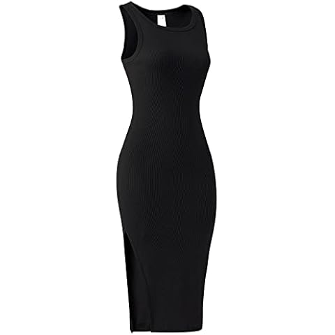 SANQIANG Women's Sleeveless Tank Top High Slit Maxi Long Dress for Female Spring Summer Living Room Bedroom Black L-XL Cover