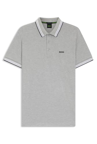 BOSS Mens HBG Paddy Euro Polo Shirt Short Sleeve Silver XL