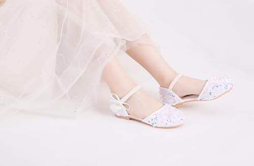 Little Girls Adorable Sparkle Ballerina Ballet Flats Pearl Strap Princess Dance Shoe Toddler Sequin Party Dress Up Mary Jane Shoes3