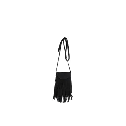 Design marginale vintage-borsa da crossbody retrò con dettagli da frangia giocosi, perfetta per aggiungere vibrazioni boho chic a qualsiasi outfit.