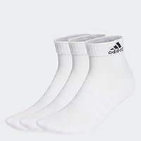 adidas Unisex Cushioned Sportswear Ankle Socks 3 Pairs, White / Black, 8.5-10