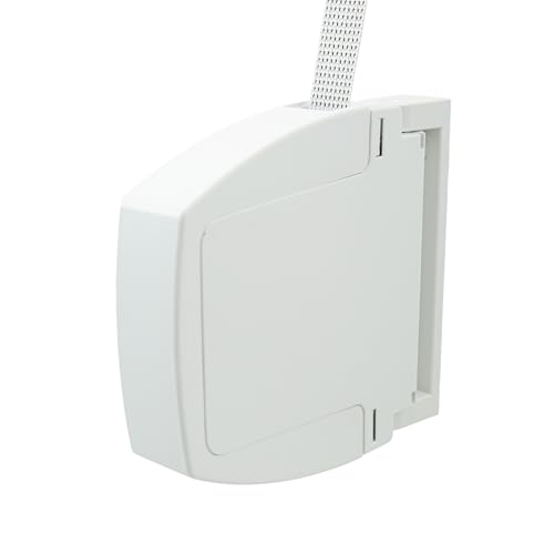 IdeaGenesis - Recogedor plegable de persiana enrollable - Enrollador abatible con cinta para fijación en pared o marco ventana - Sistema universal resistente (Marfil cinta pintas, Cinta 20mm)