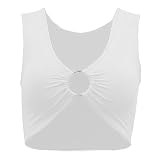 Hotcinab Crop Top damski top bez rękawów, głęboki dekolt w serek, na lato, seksowny letni top, seksowny top na lato, krój slim fit, bez rękawów, do klubu nocnego, na karnawał, imprezę, biały, XL