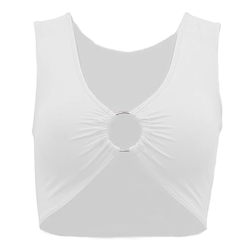 Hotcinab Crop Top damski top bez rękawów, głęboki dekolt w serek, na lato, seksowny letni top, seksowny top na lato, krój slim fit, bez rękawów, do klubu nocnego, na karnawał, imprezę, biały, XL