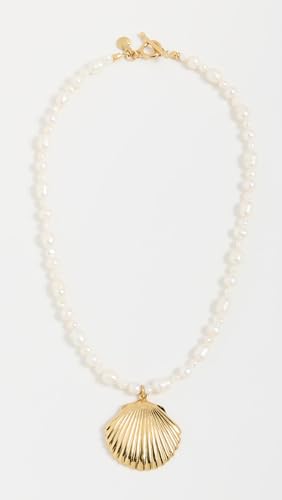 MAYAMAR Women's Shell and Pearl Necklace, Gold, One Size2