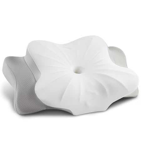 DONAMA Cervical Pillow for Neck and Shoulder,Contour Memory Foam Pillows,Ergonomic Neck Support Pillow for Side Back Stomach Sleepers with Pillowcase