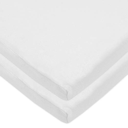 Image of American Baby Company 2 Pack 100% Natural Cotton Fitted Cradle /Bassinet Sheets 36 inch x 18 inch - Soft, Breathable & Hypoallergenic Bed Sheets, Snow White, Neutral for Boys & Girls