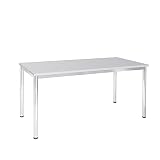Schreibtisch u. Besprechungstisch mit verchromten Tischgestell | Konferenztisch Bürotisch Computertisch Mehrzwecktisch Arbeitstisch PC-Tisch Homeoffice-Tisch (Lichtgrau, 160 x 80 x 77,5 cm)