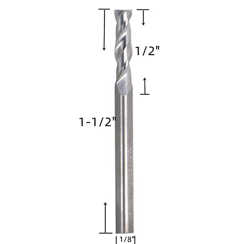 Image of 2 Flute Carbide End Mill 1 /2 Inch Cutting Length x 1-1 /2 Inch Overall Length x 1 /8 Inch Stem Diameter Suitable for Aluminum Cutting Non-Ferrous Metals Up Cutting 5 pcs