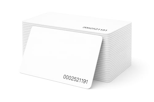 25pcs - 125KHz TK4100 / EM4100 RFID Cards/ID Badges - White - CR80 Size - 10-Digit Badge Number Laser Etched