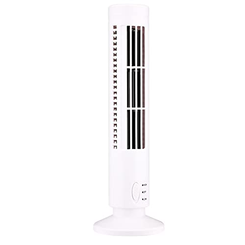 Image of New USB Tower Fan Bladeless Fan Tower Electric Fan Mini Vertical Air Conditioner, Bladeless Standing Fan White