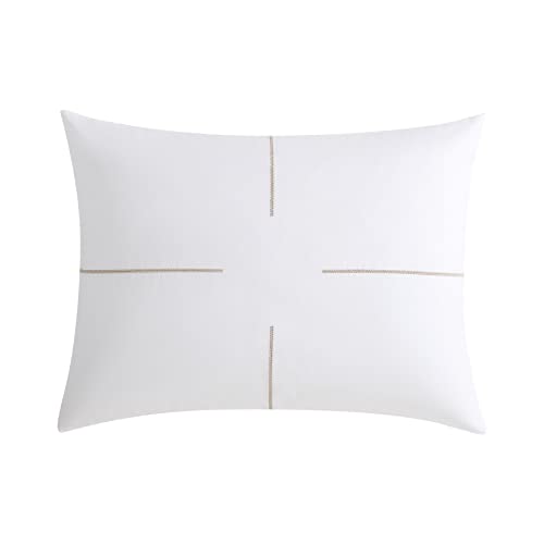 Vera Wang- King Duvet Cover Set, Reversible Cotton Bedding Set With Matching Shams, Designer Home Décor (Zig Zag White/Beige, King) #TOP5