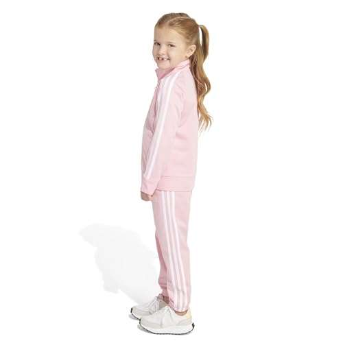 adidas Little Girl's Zip Front Classic Tricot Jacket and Joggers Set4