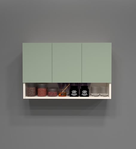 Image of SPECIALITY PANELS 3 Door Mirror Glossy Triple Layered UV Resistant Handless Cabinet Wall Mounted Storage Unit with Space Organizer Cupboard for Kitchen Bathroom Living Room Organizer | DIY Assembly