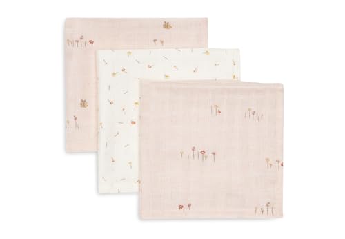 Jollein Paños de muselina para bebé – Pretty Picnic – 31 x 31 cm – Paquete de 3 – 100 % algodón – Paños para eructar – Certificado OEKO-TEX