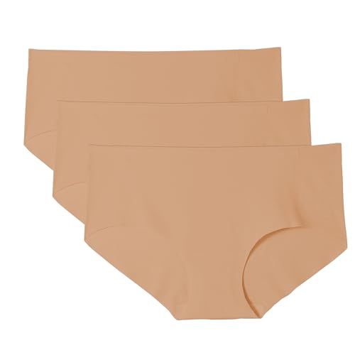Image of WANDER Womens Seamless Underwear 3-Pack Pure Invisible Breathable Brief Ladies Stretch Hipster Panties