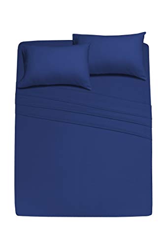 Ruvanti 100% Cotton 4 Pcs Flannel Sheets King, Deep Pocket, Warm, Super Soft, Breathable, Moisture Wicking Sheets For King Size Bed Include Flat, Fitted Sheet, 2 Pillowcase - Solid Royal Blue #TOP6