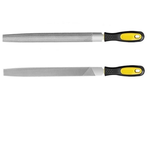 Juego de limas de metal de 8 pulgadas, escofinas de madera semicirculares y planas de dientes finos para dar forma, afilar, desbarbar, acero al carbono 45# con mango ergonómico, paquete de 2