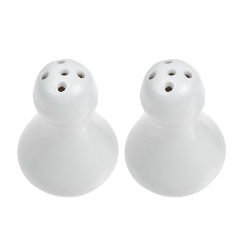 POPETPOP Juego de Salero y Pimentero de Cerámica Blanco Soporte para Palillos, Diseño Elegante y Fácil Recarga para Mesa de Comedor o Barra de Desayuno