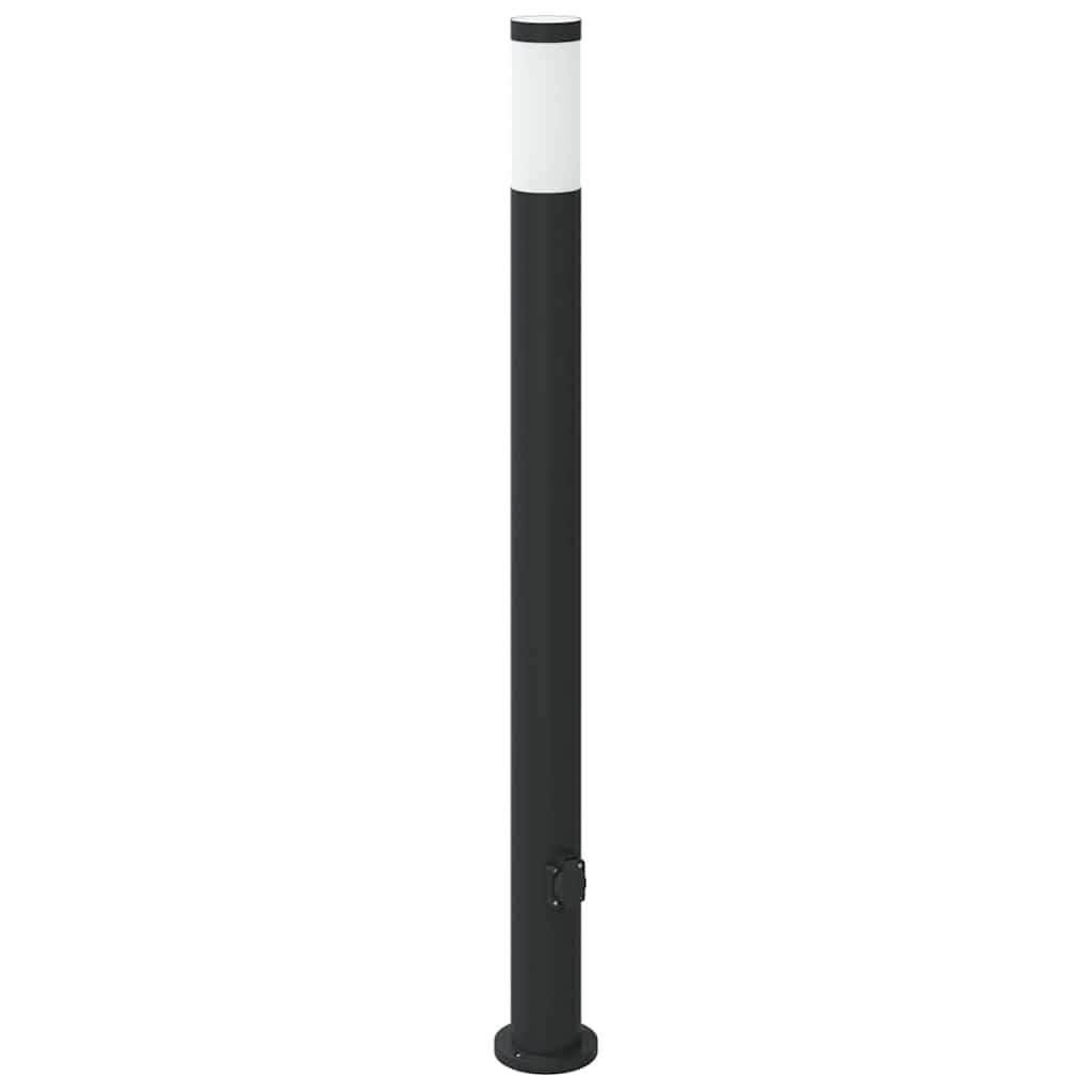 Borne Lumineuse avec Sortie Lot de 3 110 cm Acier Inoxydable IP44 Lampes Noir,4006040