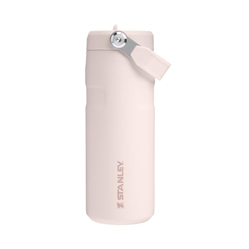 Stanley 1913 Flip Straw Trinkflasche mit Strohhalm 0.47L - Thermobecher Kühlt 8 Stunden - 40 Studen Eisgekühlt - BPA-frei - Auslaufsicher - Für Getränkehalter - Spülmaschinenfest - Rose Quartz