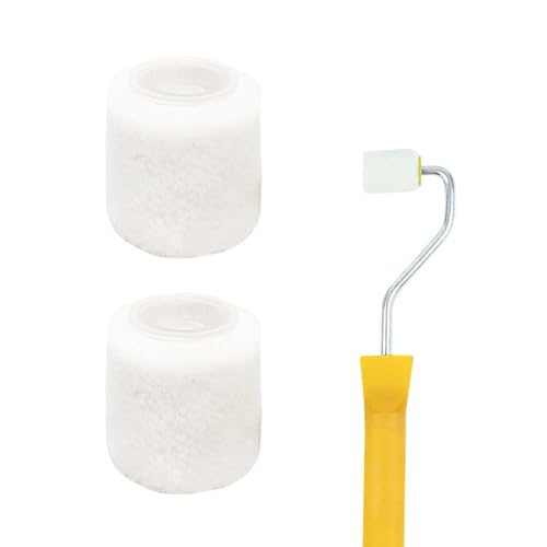 2 Pcs Foam Paint Roller Mini Paint Rollers for Touch up Trim Edge or Corner Extra Small Paint Wool Brushes Tiny Painting Tool for Professional Painting Results 1 Inch Roller (Brush Head Only)