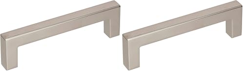 Image of Amerock | Cabinet Pull | Polished Nickel | 3-3 /4 inch (96 mm) Center to Center | Monument | 2 Pack | Drawer Pull | Drawer Handle | Cabinet Hardware