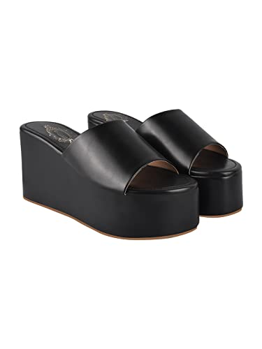 Image of Shoetopia girls Little Black Wedge Sandal - 5 UK (Girls-Little-Black)