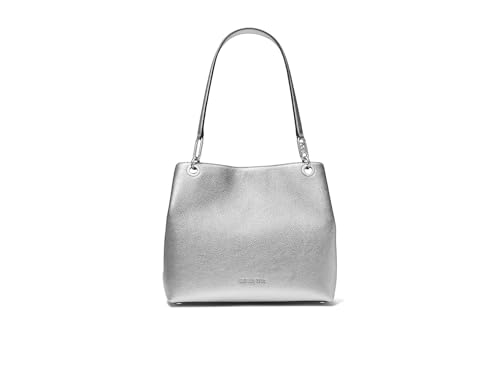 Michael Kors Womens Kensington Large Shoulder Tote, Silver, Large