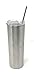 UpPeak 20oz Skinny Tumbler with Lid and Reusable Stainless Steel Straw, Double Walled Insulated Drink Mug for Travel, Home or Office Use, Hot and Cold Support (Silver)