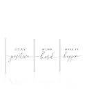Inspirational Quotes Office Wall Decor: 3 Piece Office Pictures Positive Affirmations Wall Decor,White Motivational Posters Prints,Stay Positive Work Hard Make It Happen Wall Art 12' X 16'