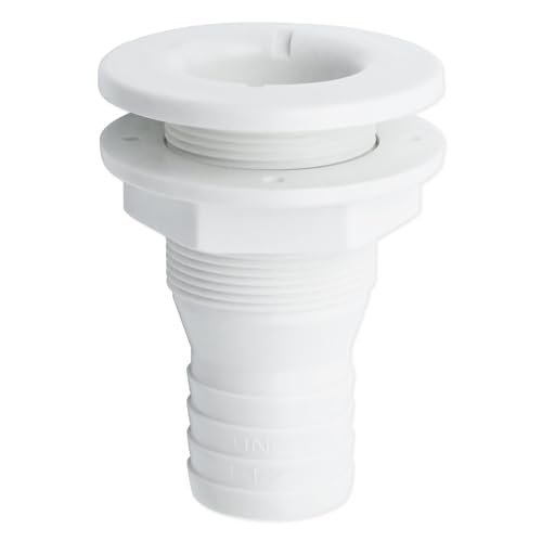 koetsu 1-1/2" Thru Hull Fittings for Boats, ABS Plastic Through Hull Fitting, Thru-Hull Connector Fitting,Thru Drain Connector for Boats, Yachts, Marine
