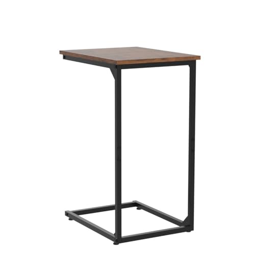 C Shaped Side Table Set of 2, C Table for Sofa, Couch Table End Table Slide Under, Snack Side Table for Living Room, Bedroom, Rustic Brown