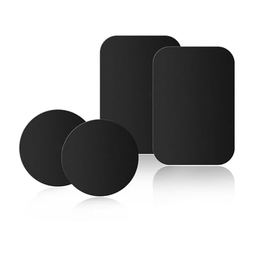 Adhesive Thin Metal Plates(Compatible with Magnetic Mounts),4 Piece Metal Plates for Phone Case(2 Rectangle and 2 Round) S-07N(Black)