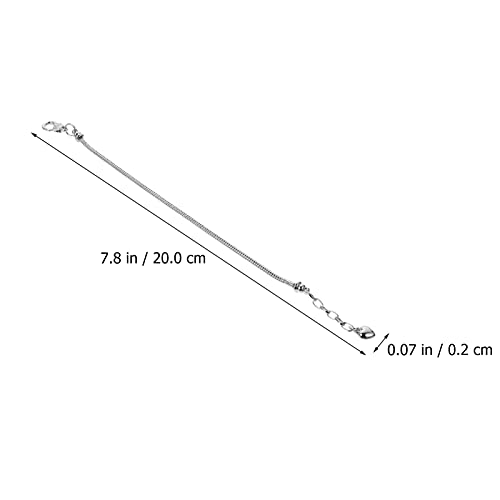 Exceart 10Pcs Silver Snake Chain Charm Bracelets With Heart Lobster Clasp Extender Chain Stainless Steel Adjustable Slider Bracelet Metal Bracelet Chain European Charm Bracelet For Jewelry Making 3Mm #TOP2