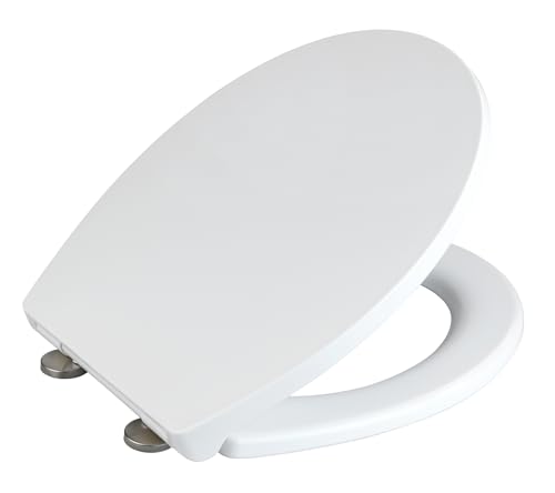 WENKO WC-Sitz Toilettendeckel mit Absenkautomatik (Softclose), abnehmbar durch Fix-Clip, O-Form, bruchstabiler Thermoplast, weiß, Mod. Ostuni
