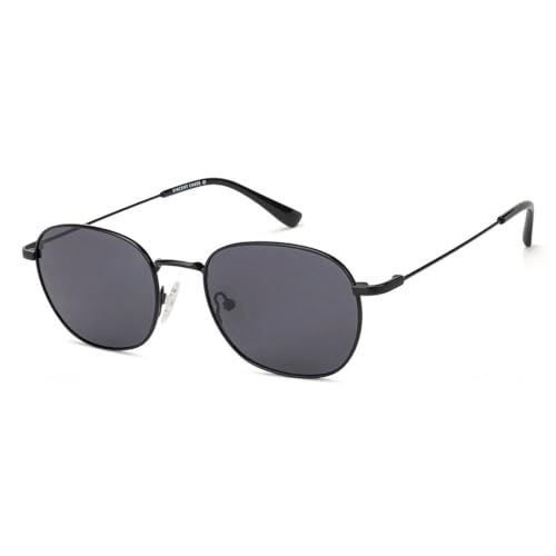 Vincent Chase By Lenskart | Matte Black Grey Full Rim Round Branded Latest and Stylish Sunglasses | Polarized and 100% UV Protected (UV400) | Men & Women | Large | VC S13132, Matte Black Frame / Grey,