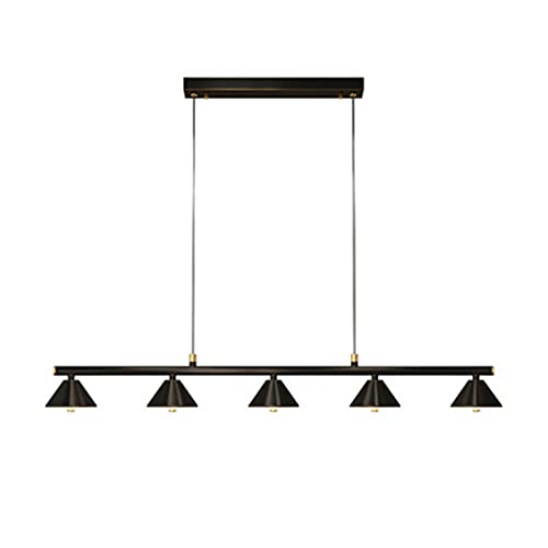 Lustre Lustre De Salle à Manger LED Tout Cuivre, Lustre Réglable/Cinq Têtes, Abat-Jour en Verre, Table De Billard 7 Pieds 8 Pieds 9 Pieds