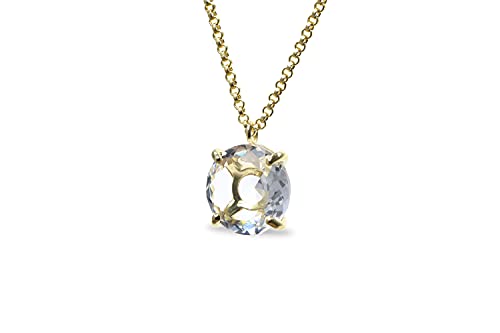 Collier de quartz rond lustré et pendentif personnalisé en or pour femme