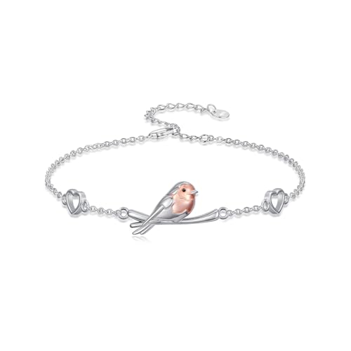 Image of TOUPOP Robin Gifts for Women Bracelet 925 Sterling Sliver Robin Bird Bracelets Birthday Jewellery Gifts for Women Lover Her Girls Teens Lady Wife Christmas Birthday Gifts Presents Ideas