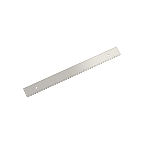 Amerock Thoreau 8-13/16" Satin Nickel Backplate | Decorative zinc cabinet hardware backplate designed to complement knobs and pulls while protecting cabinet surfaces