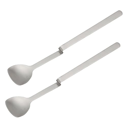 OFFSCH 2 Piezas Cuchara De Miel De Acero Inoxidable Taza Recipientes De Preparación De Comidas Con Tapas Cuchara De Crema Cucharas De Mermelada Equipo De Coctel Estera Cucharaditas Silver