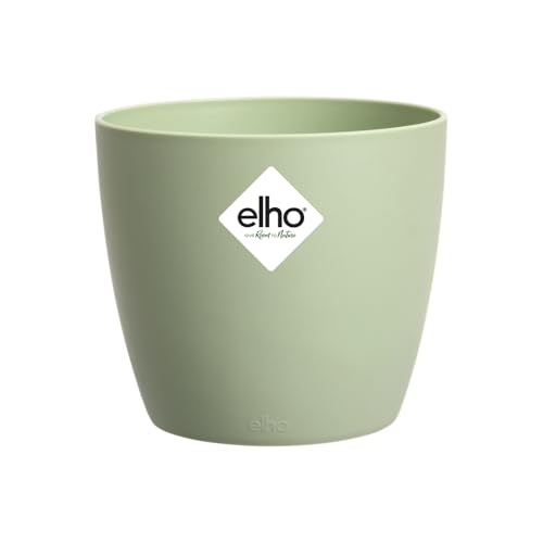Elho Brussels Round Mini 9.5 - Macetero por Interior - 100% Plástico Reciclado - Ø 10.0 x H 8.9 cm - Verde/Verde Sorbete